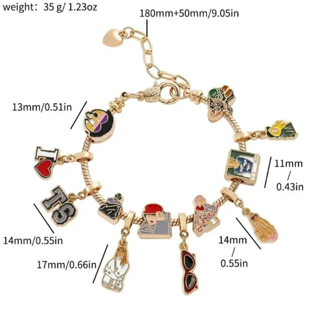 Taylor Swift Lover Gold Tone Snake Style Charm Bracelet